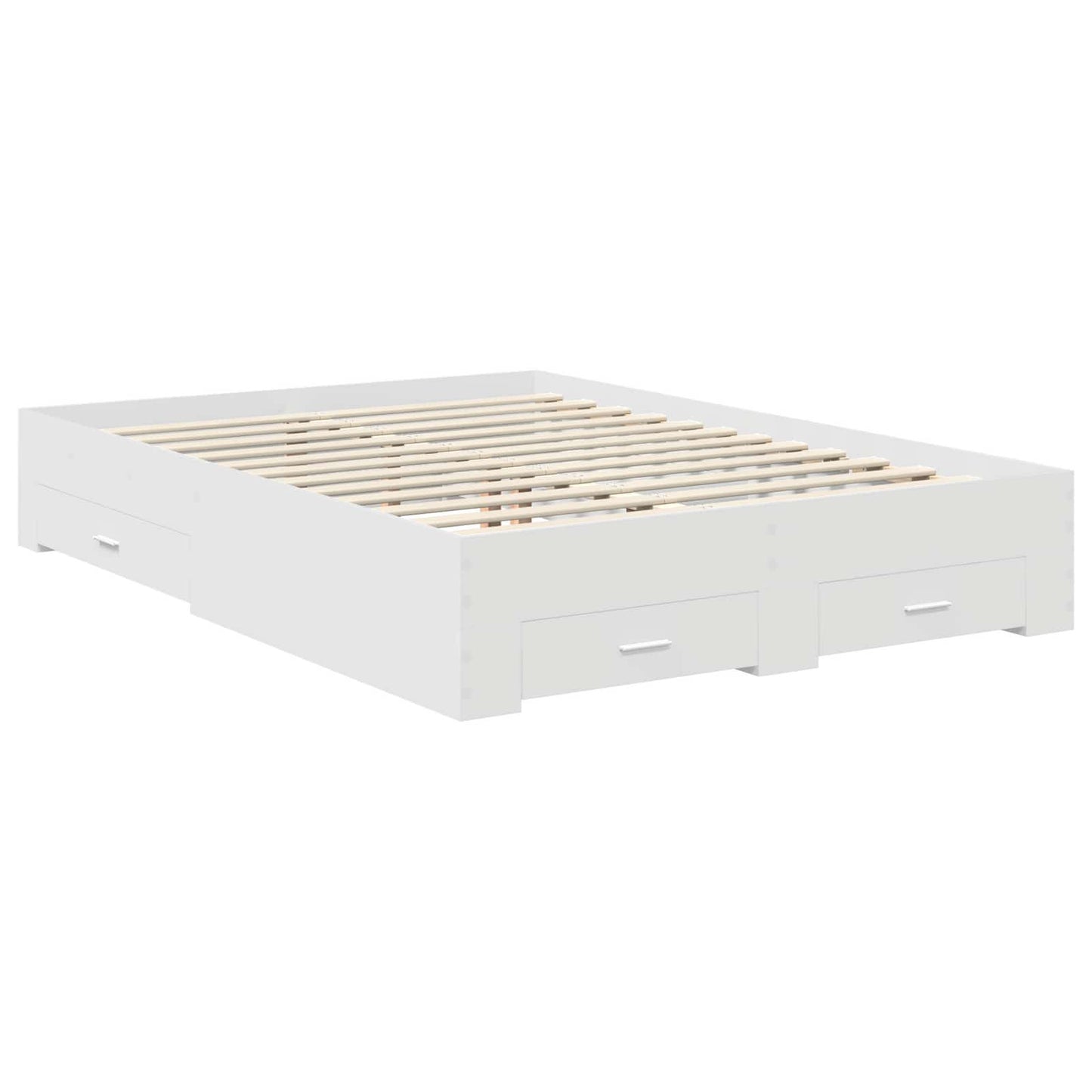 Bed Frame with Drawer White 140 x 190 cm Engineered Wood