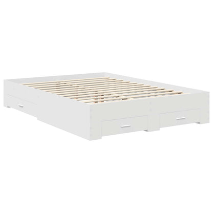 Bed Frame with Drawer White 140 x 190 cm Engineered Wood