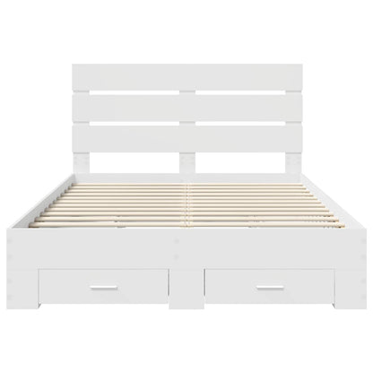 Bed Frame with Drawer White 140 x 190 cm Engineered Wood