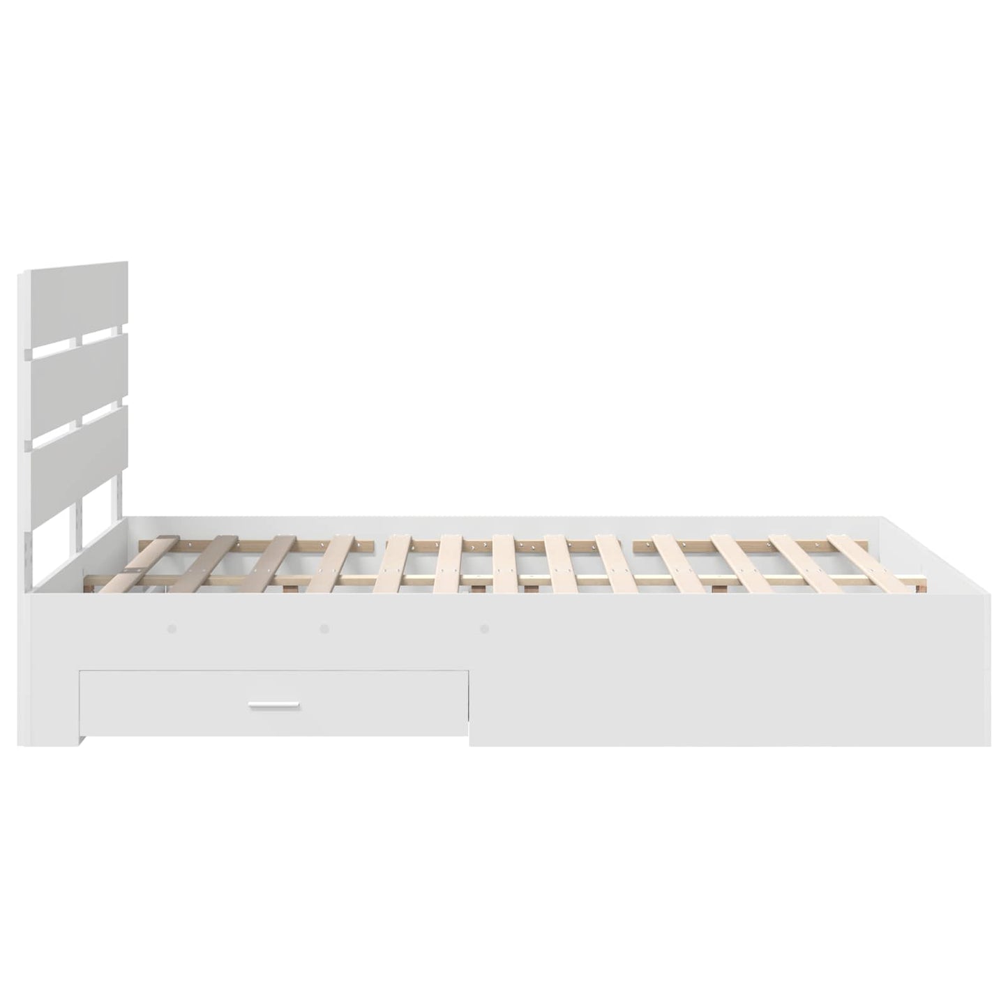 Bed Frame with Drawer White 140 x 190 cm Engineered Wood