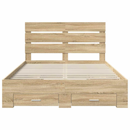 Bed Frame with Drawer Sonoma Oak 140 x 190 cm Engineered Wood