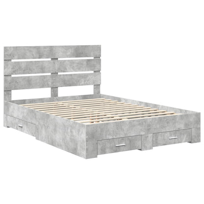 Bed Frame Concrete Grey 140 x 190 cm Engineered Wood