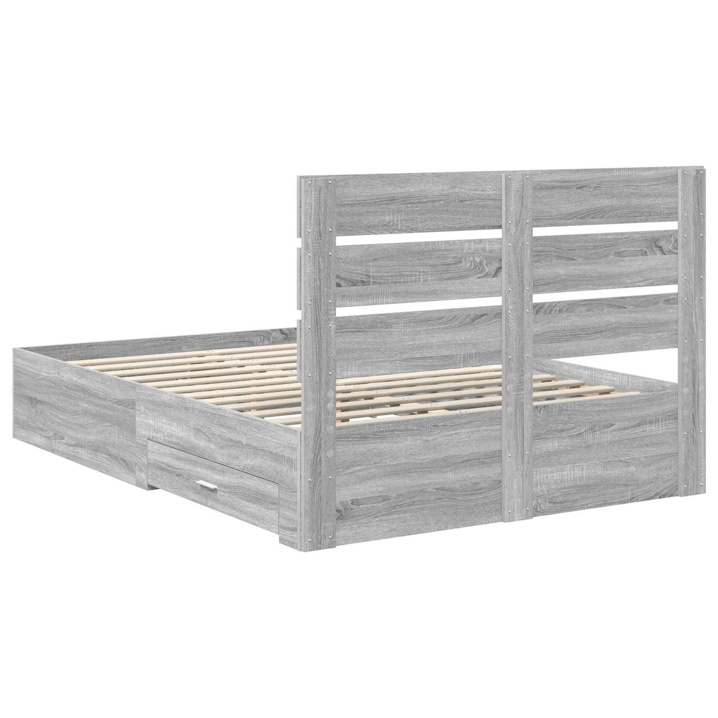 Bed Frame with Drawer Grey Sonoma 140 x 190 cm Engineered Wood