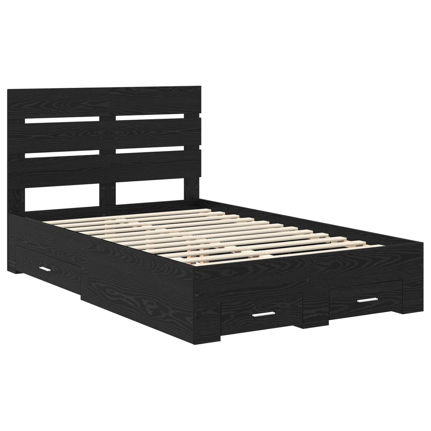 Bed Frame with Drawer Black Oak 135 x 190 cm Engineered Wood