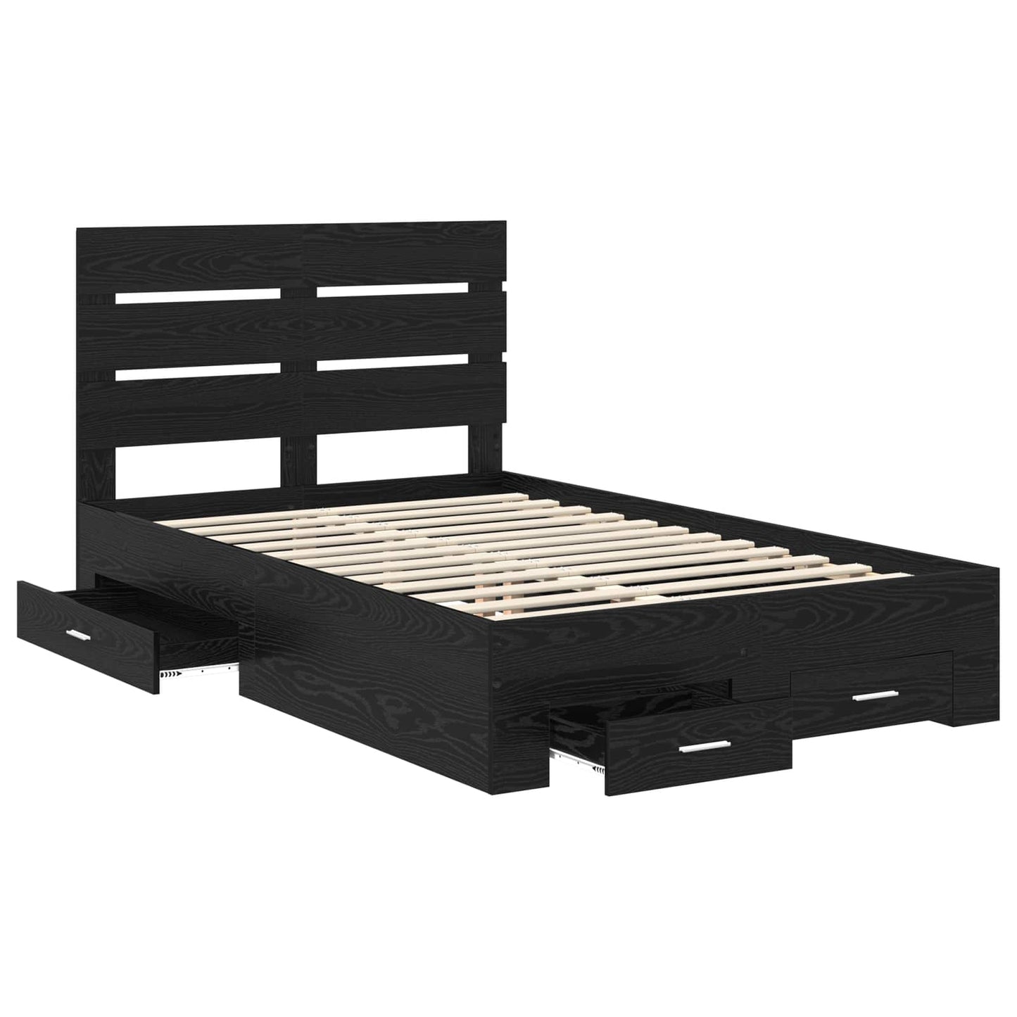 Bed Frame with Drawer Black Oak 135 x 190 cm Engineered Wood