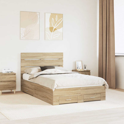 Bed Frame with Drawer Sonoma Oak 135 x 190 cm Engineered Wood