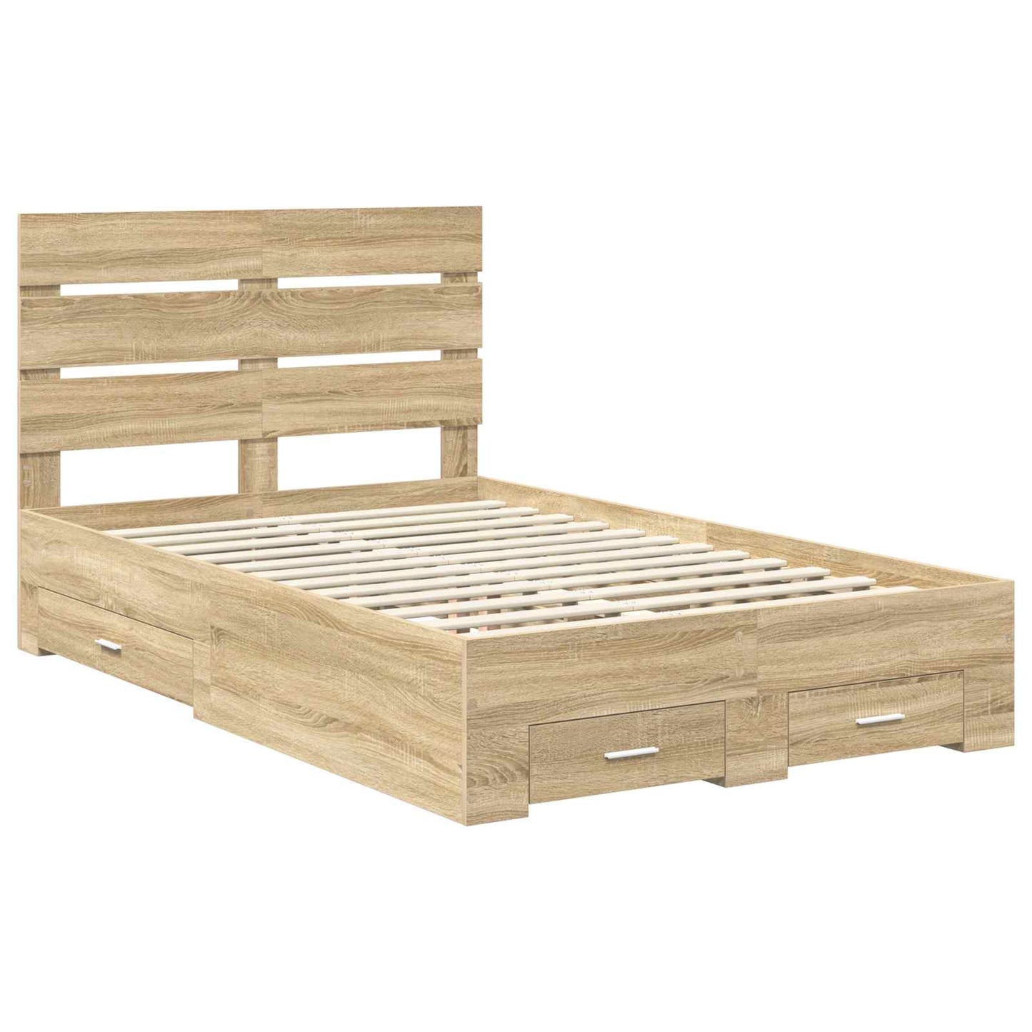 Bed Frame with Drawer Sonoma Oak 135 x 190 cm Engineered Wood