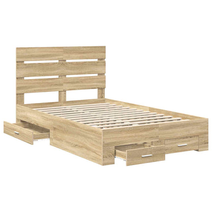 Bed Frame with Drawer Sonoma Oak 135 x 190 cm Engineered Wood