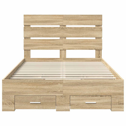 Bed Frame with Drawer Sonoma Oak 135 x 190 cm Engineered Wood