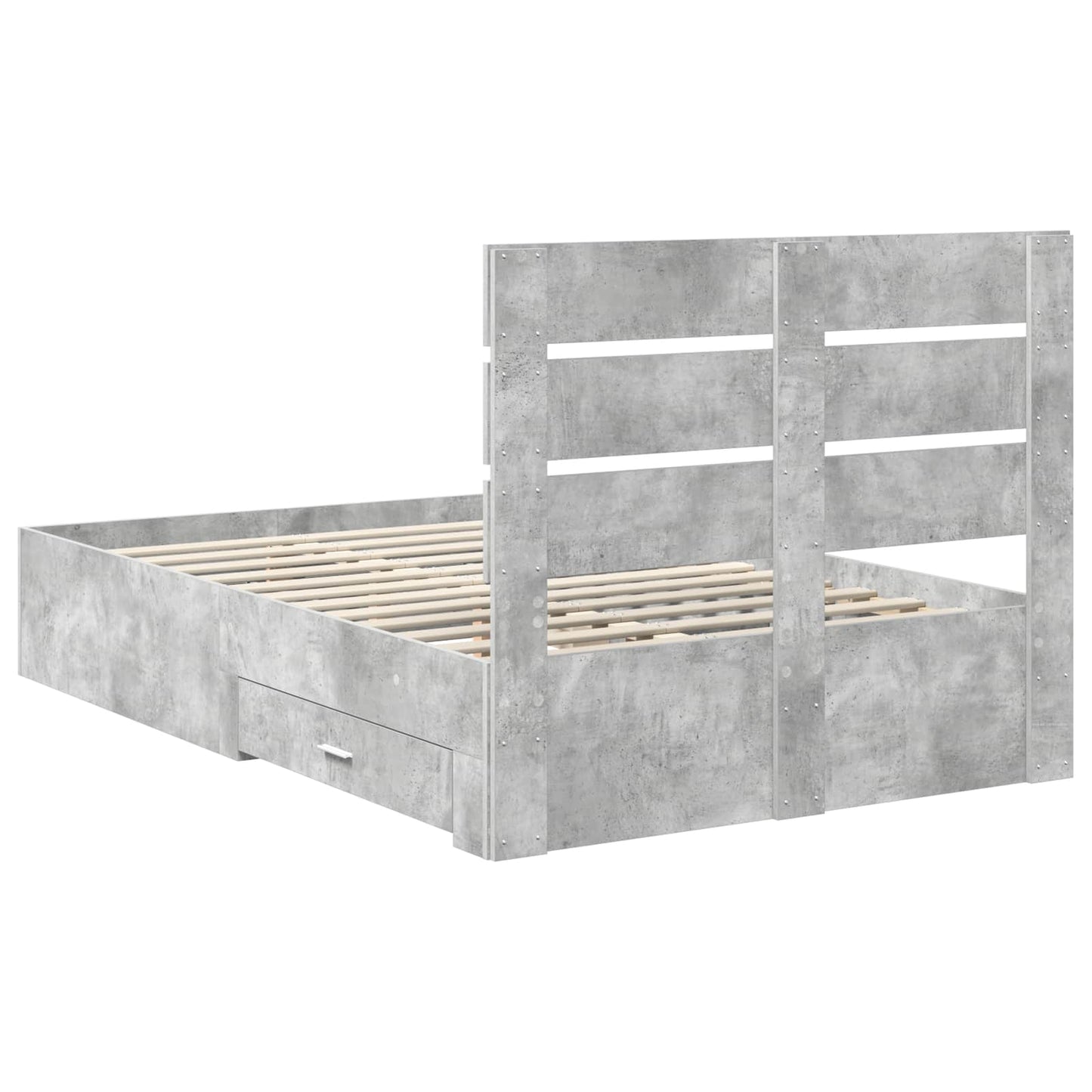 Bed Frame Concrete Grey 135 x 190 cm Engineered Wood