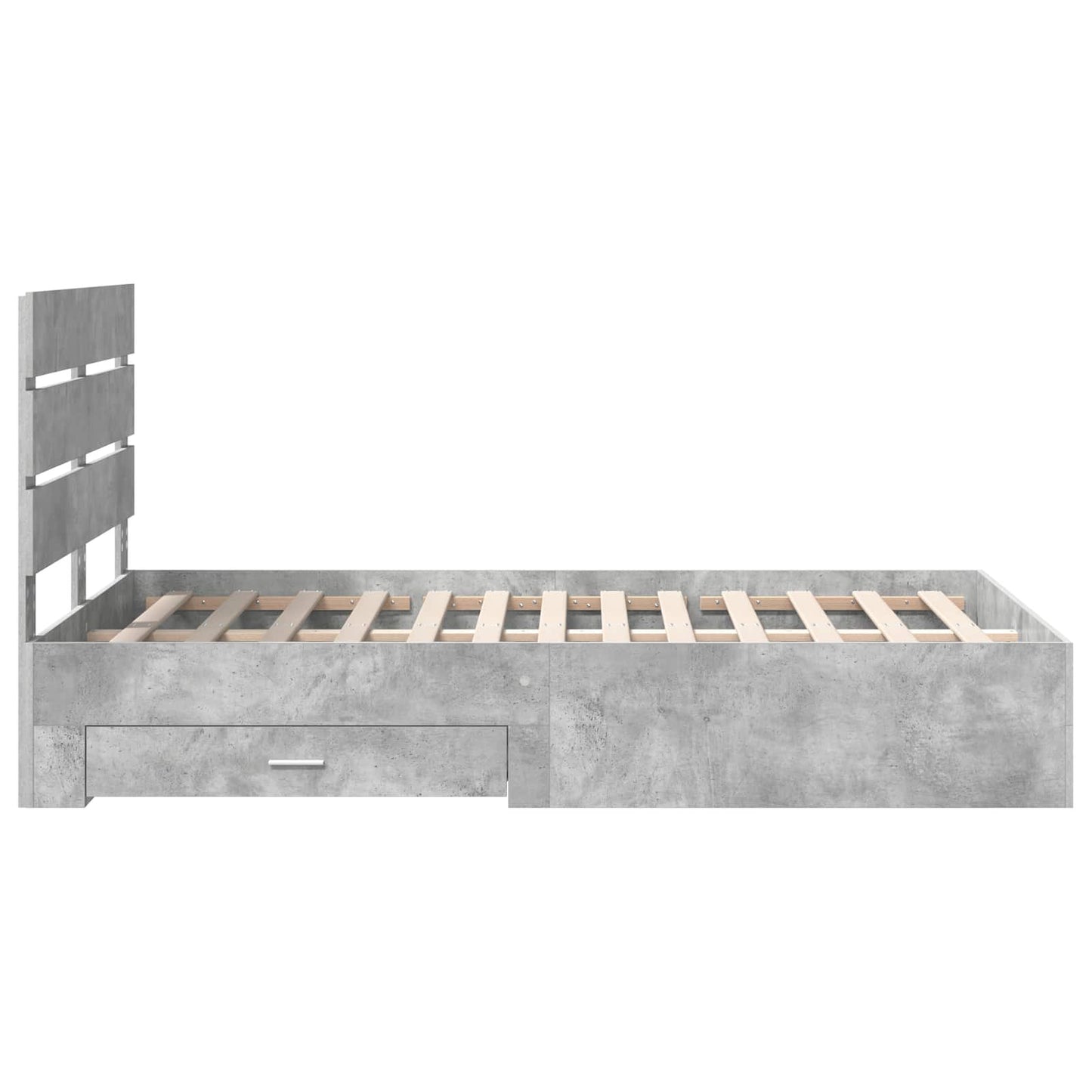 Bed Frame Concrete Grey 135 x 190 cm Engineered Wood