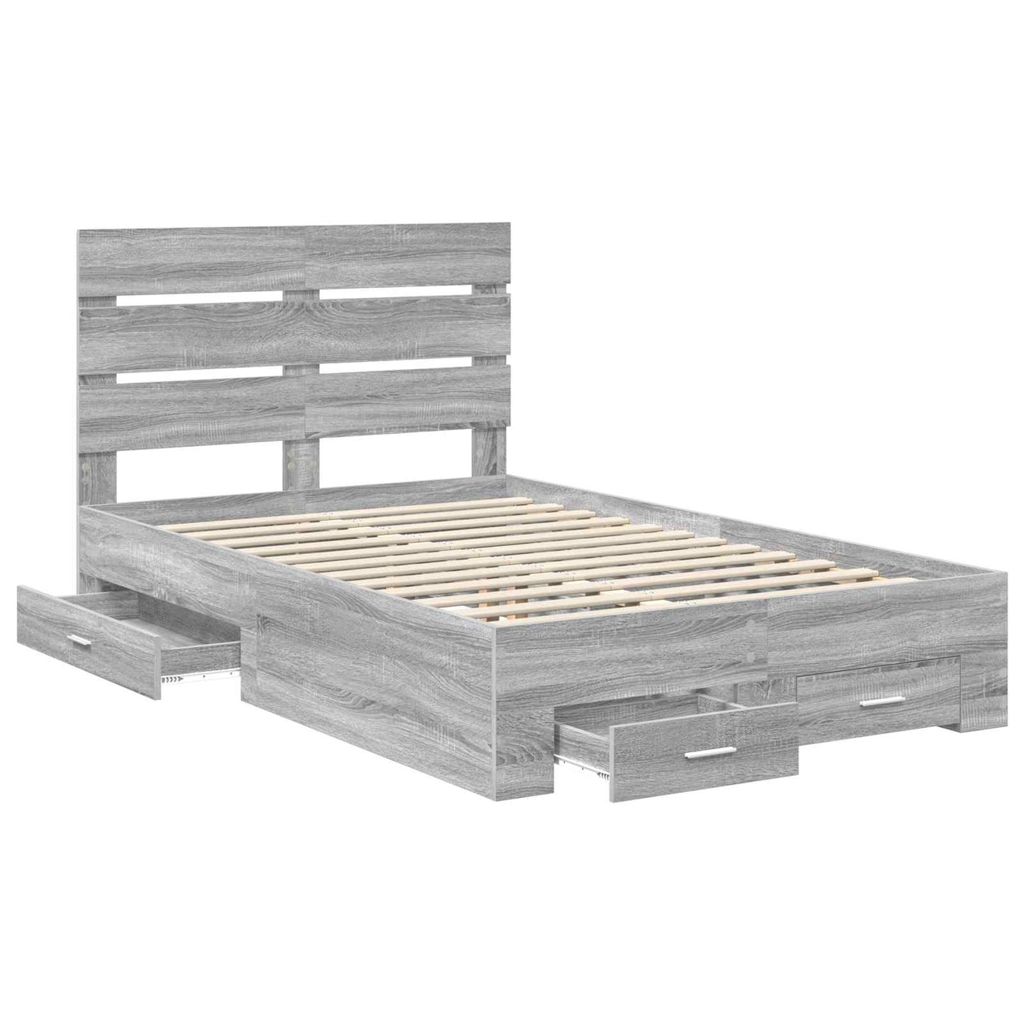 Bed Frame with Drawer Grey Sonoma 135 x 190 cm Engineered Wood