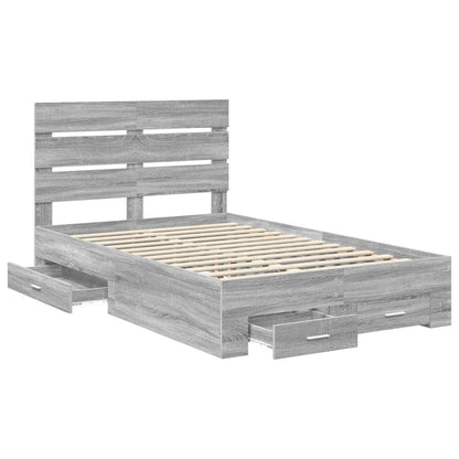Bed Frame with Drawer Grey Sonoma 135 x 190 cm Engineered Wood