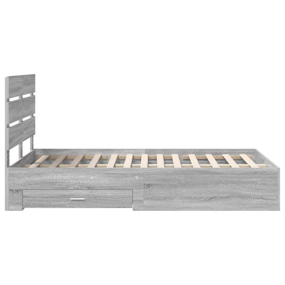 Bed Frame with Drawer Grey Sonoma 135 x 190 cm Engineered Wood