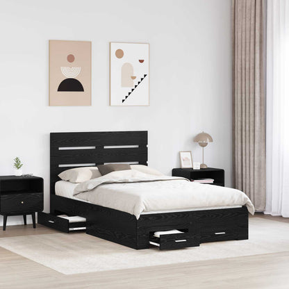 Bed Frame with Drawer Black Oak 120 x 200 cm Engineered Wood