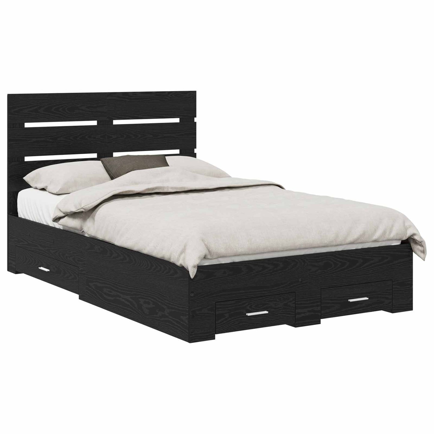Bed Frame with Drawer Black Oak 120 x 200 cm Engineered Wood