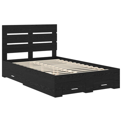Bed Frame with Drawer Black Oak 120 x 200 cm Engineered Wood