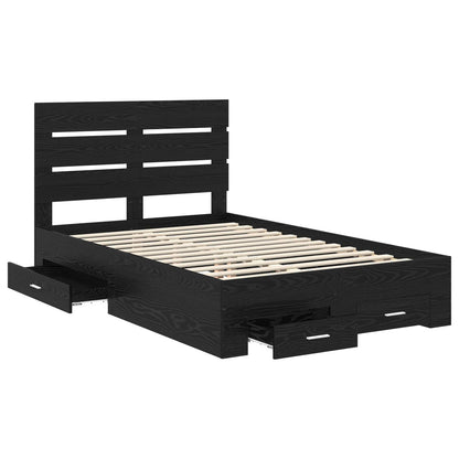 Bed Frame with Drawer Black Oak 120 x 200 cm Engineered Wood