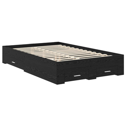 Bed Frame with Drawer Black Oak 120 x 200 cm Engineered Wood