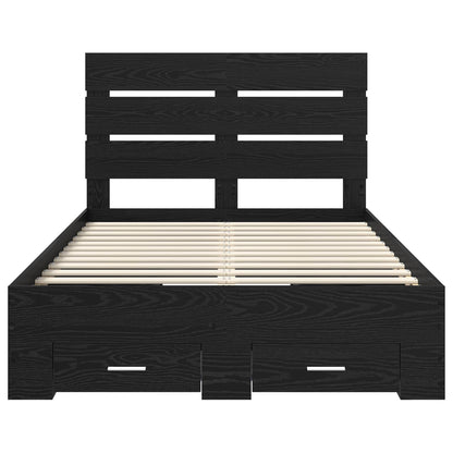 Bed Frame with Drawer Black Oak 120 x 200 cm Engineered Wood