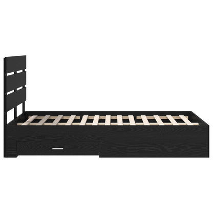 Bed Frame with Drawer Black Oak 120 x 200 cm Engineered Wood