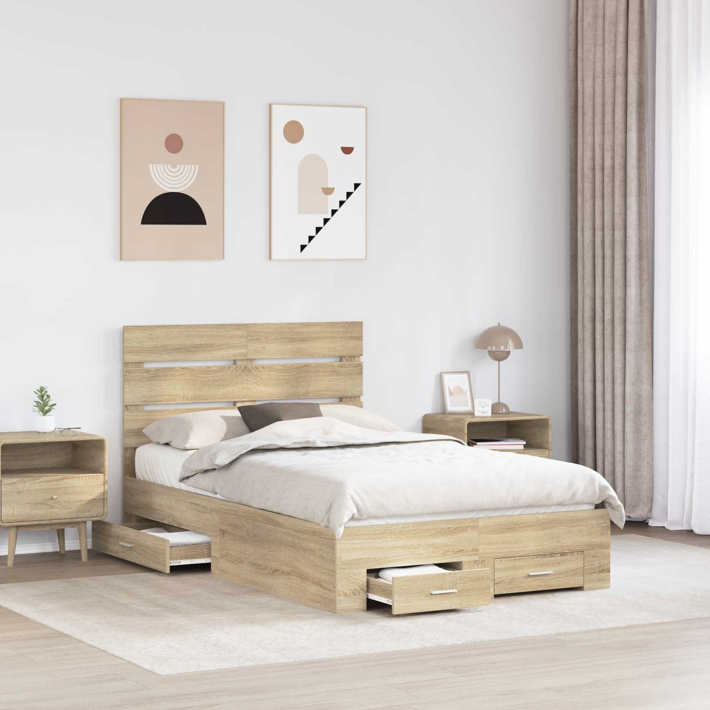 Bed Frame with Drawer Sonoma Oak 120 x 200 cm Engineered Wood
