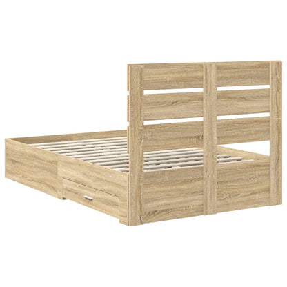 Bed Frame with Drawer Sonoma Oak 120 x 200 cm Engineered Wood