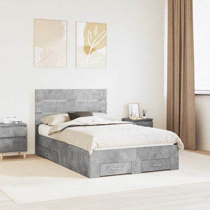 Bed Frame Concrete Grey 120 x 200 cm Engineered Wood