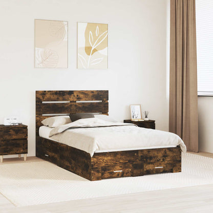 Bed Frame with Drawer Smoked Oak 120 x 200 cm Engineered Wood