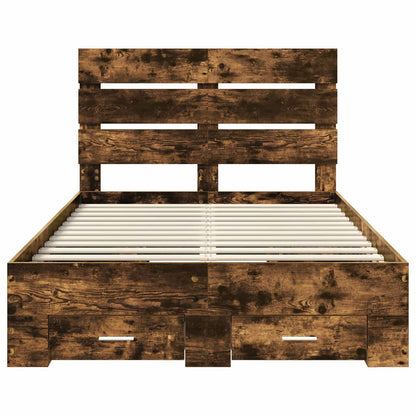 Bed Frame with Drawer Smoked Oak 120 x 200 cm Engineered Wood