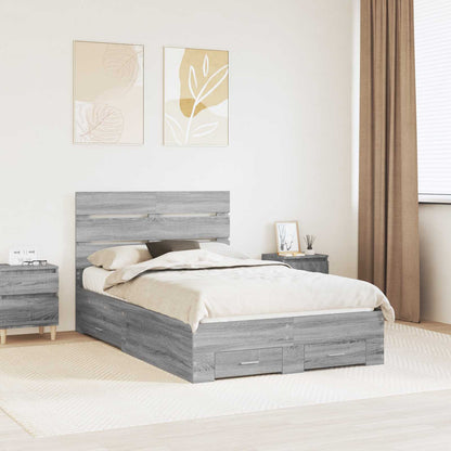 Bed Frame with Drawer Grey Sonoma 120 x 200 cm Engineered Wood