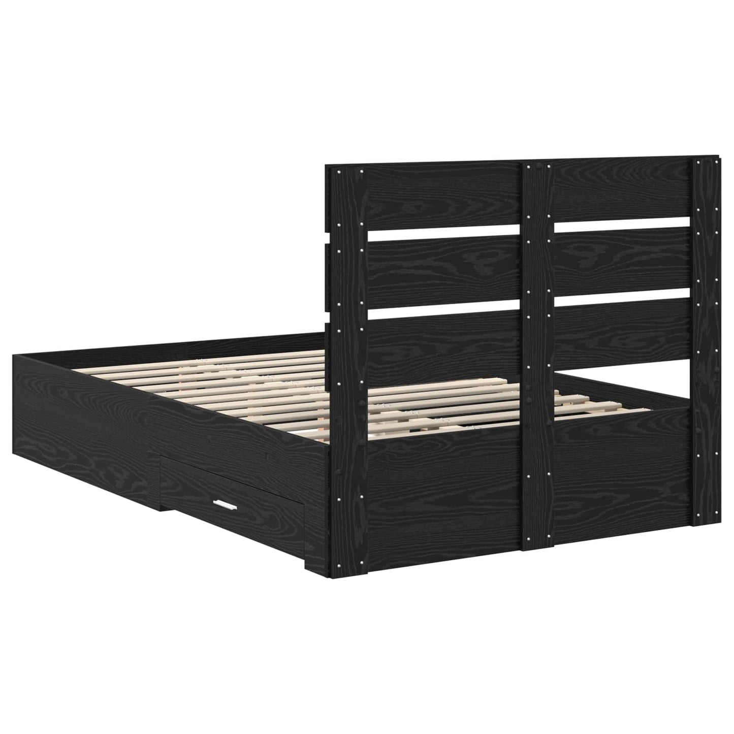 Bed Frame with Drawer Black Oak 120 x 190 cm Engineered Wood