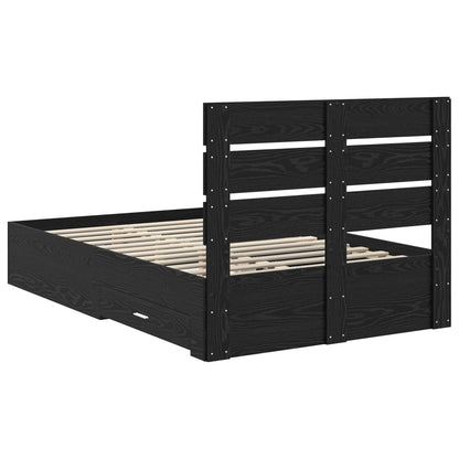 Bed Frame with Drawer Black Oak 120 x 190 cm Engineered Wood