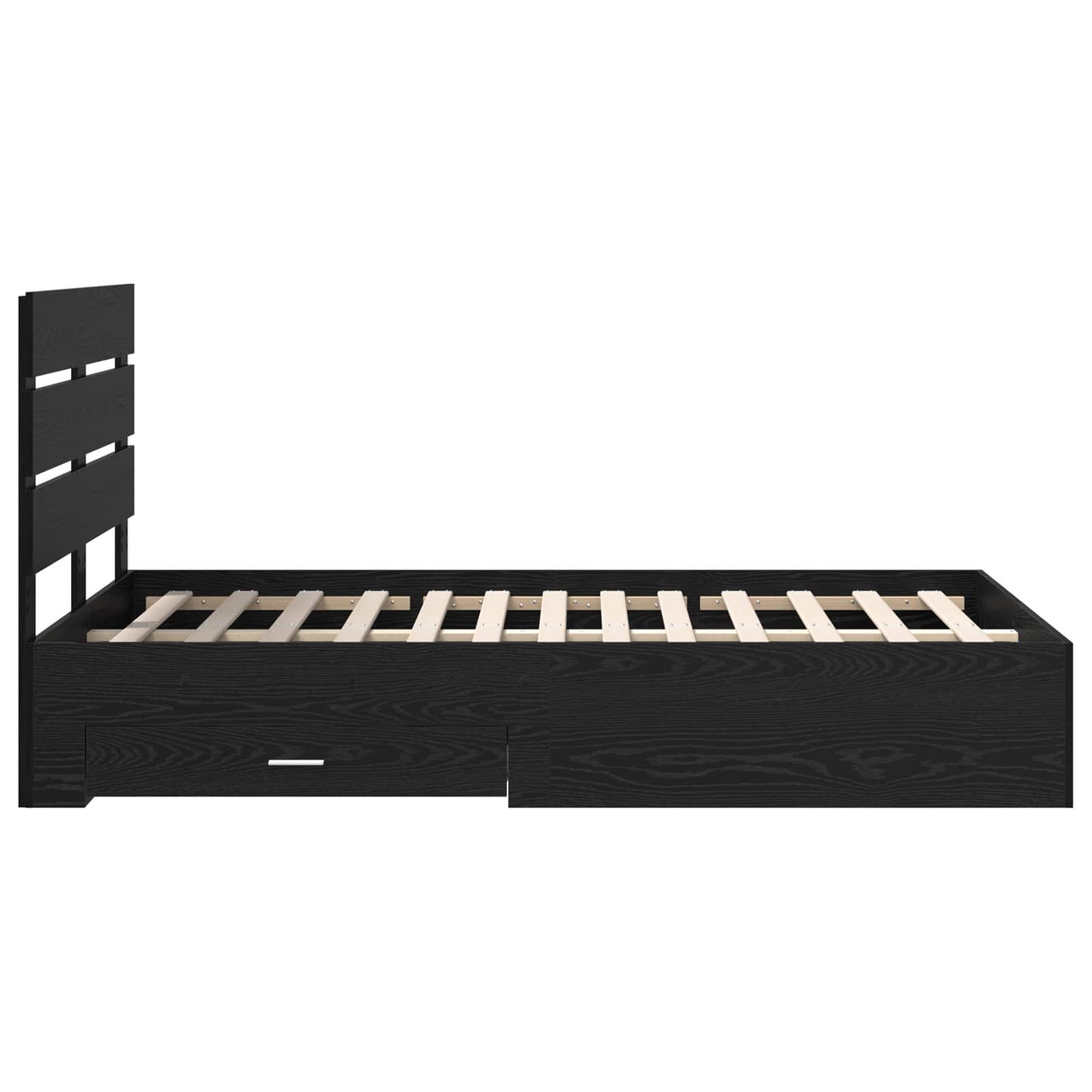 Bed Frame with Drawer Black Oak 120 x 190 cm Engineered Wood