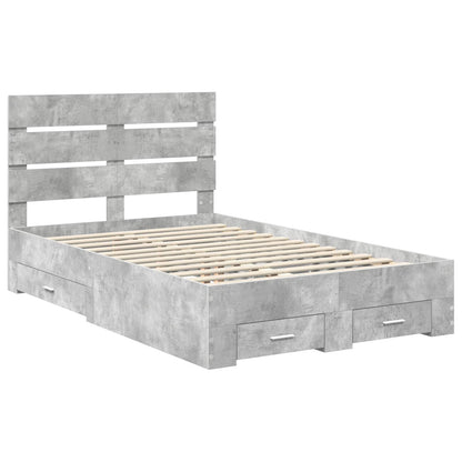 Bed Frame Concrete Grey 120 x 190 cm Engineered Wood