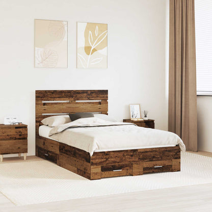Bed Frame with Drawer Old Wood 120 x 190 cm Engineered Wood