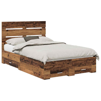 Bed Frame with Drawer Old Wood 120 x 190 cm Engineered Wood