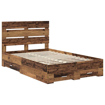 Bed Frame with Drawer Old Wood 120 x 190 cm Engineered Wood
