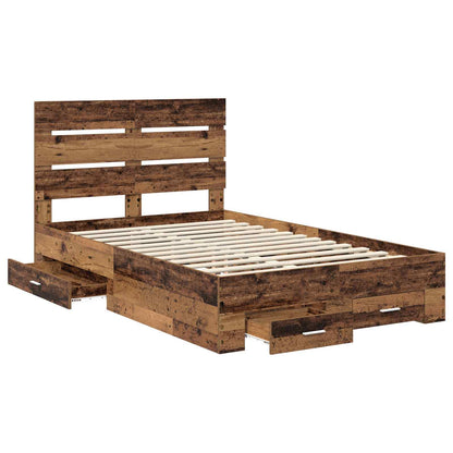 Bed Frame with Drawer Old Wood 120 x 190 cm Engineered Wood