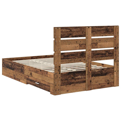Bed Frame with Drawer Old Wood 120 x 190 cm Engineered Wood