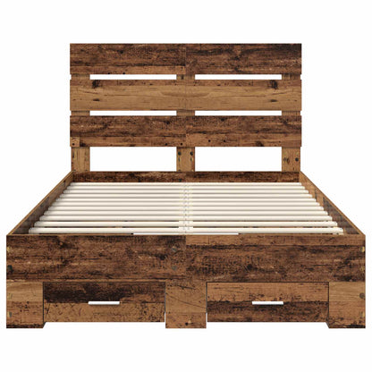 Bed Frame with Drawer Old Wood 120 x 190 cm Engineered Wood
