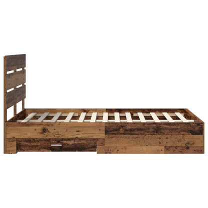 Bed Frame with Drawer Old Wood 120 x 190 cm Engineered Wood