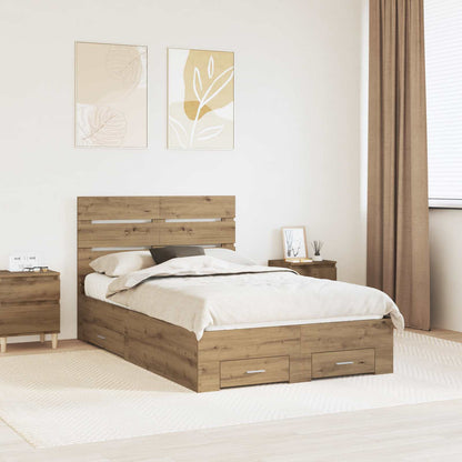 Bed Frame with Drawer Artisan Oak 120 x 190 cm Engineered Wood