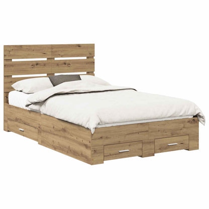 Bed Frame with Drawer Artisan Oak 120 x 190 cm Engineered Wood