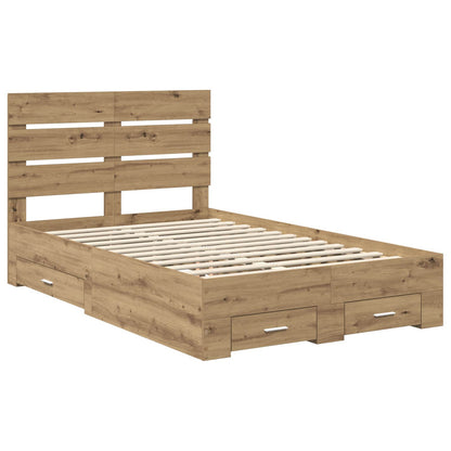 Bed Frame with Drawer Artisan Oak 120 x 190 cm Engineered Wood