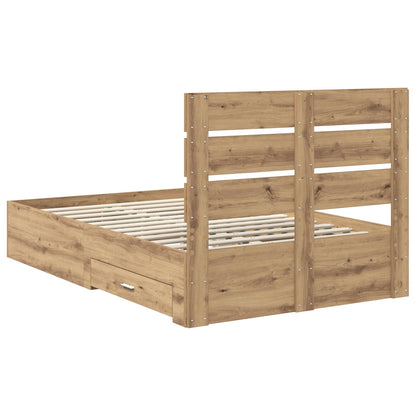 Bed Frame with Drawer Artisan Oak 120 x 190 cm Engineered Wood