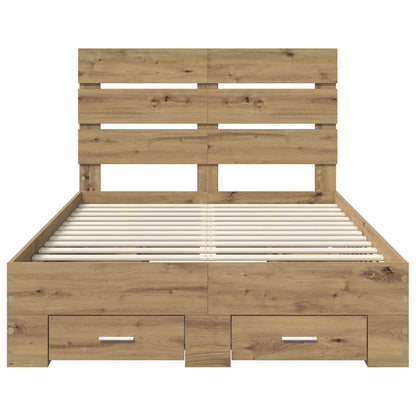 Bed Frame with Drawer Artisan Oak 120 x 190 cm Engineered Wood