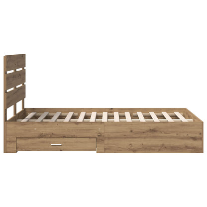 Bed Frame with Drawer Artisan Oak 120 x 190 cm Engineered Wood