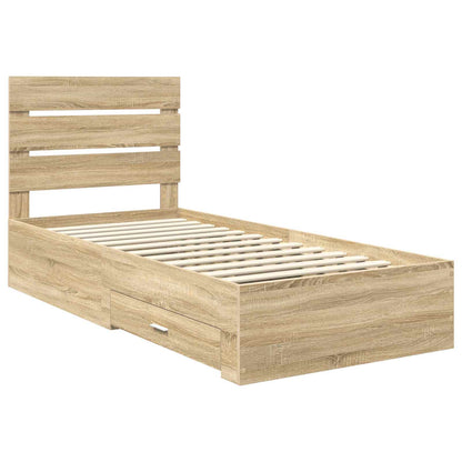 Bed Frame with Drawer Sonoma Oak 100 x 200 cm Engineered Wood