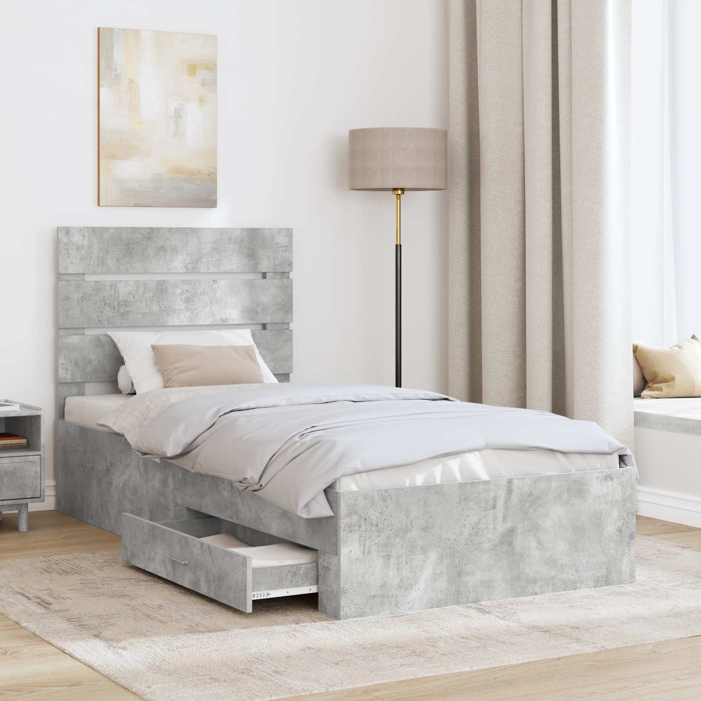 Bed Frame Concrete Grey 100 x 200 cm Engineered Wood